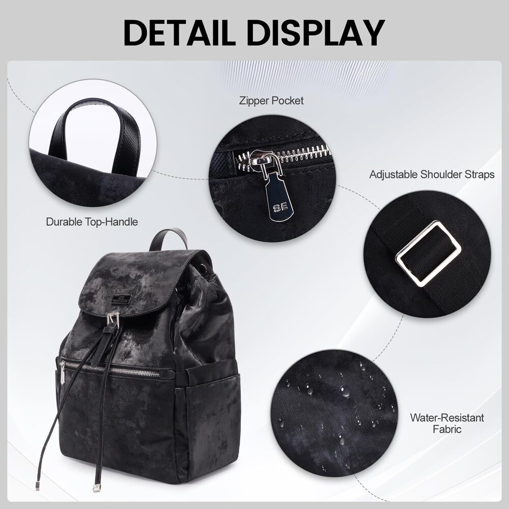 4835 Medium Backpack ,Waterproof Backpack Purses Daily Backpack 1217-Black - Picture 4 of 7